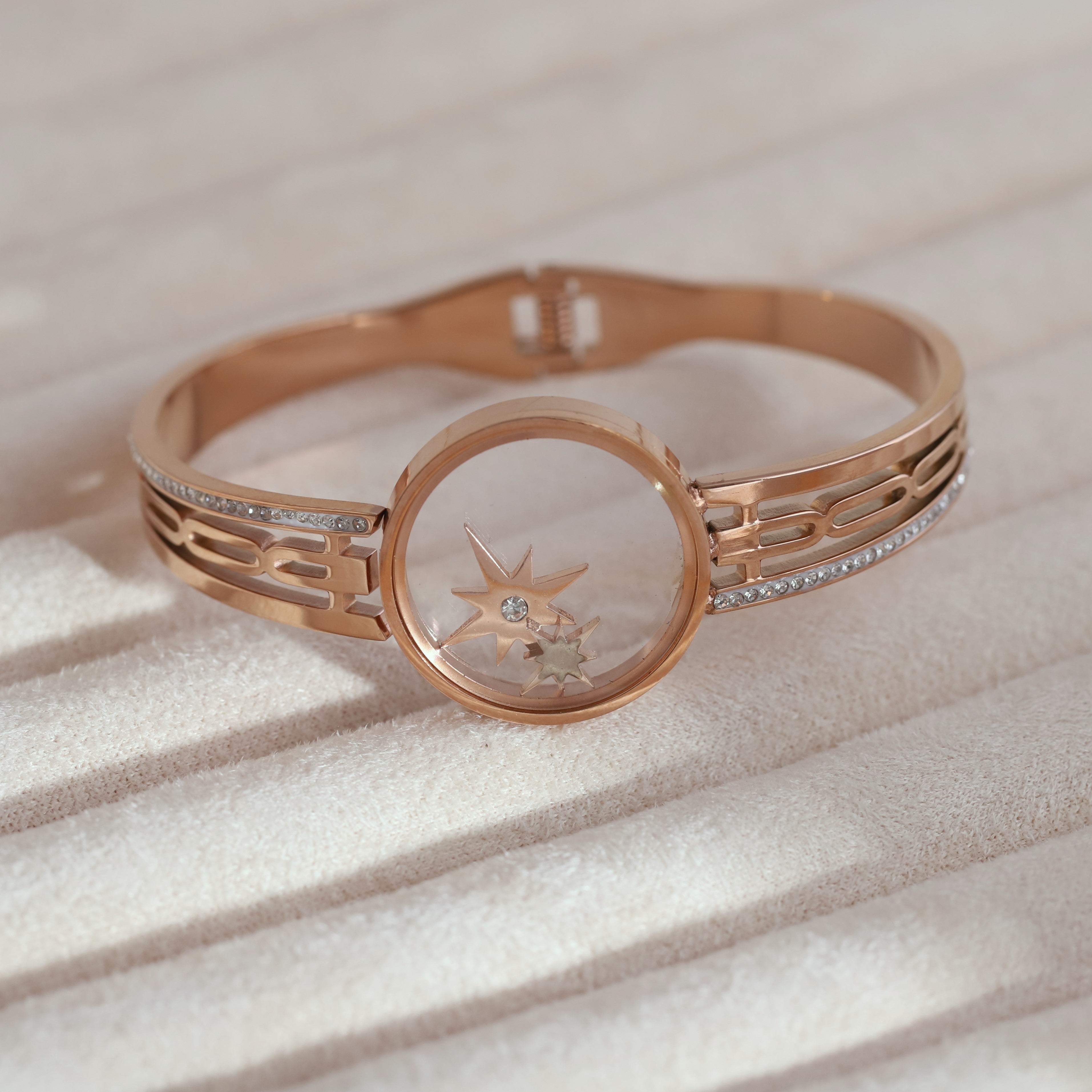 Gold-Plated Charm Locket for Women – Waterproof, Hypoallergenic, Glass (ROSE GOLD)