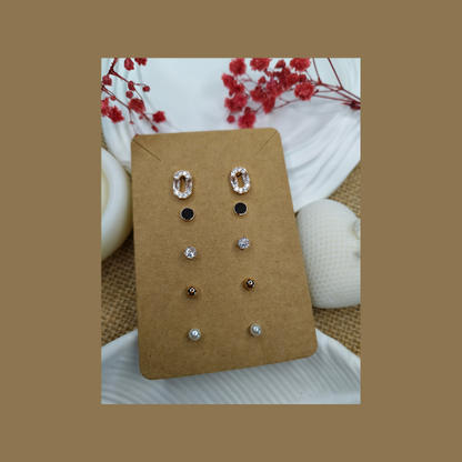 Trendy Charm Earrings Combo – Set of 5, Gold Plated, Anti-Tarnish, Waterproof, Everyday Minimalist Jewelry (ROSE GOLD)