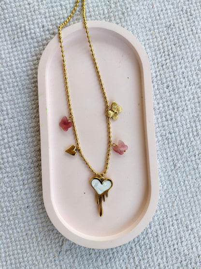 Beach Necklace – 18K Gold-Plated, Waterproof, Anti-Tarnish, Minimalist , Heart and Butterfly Charms