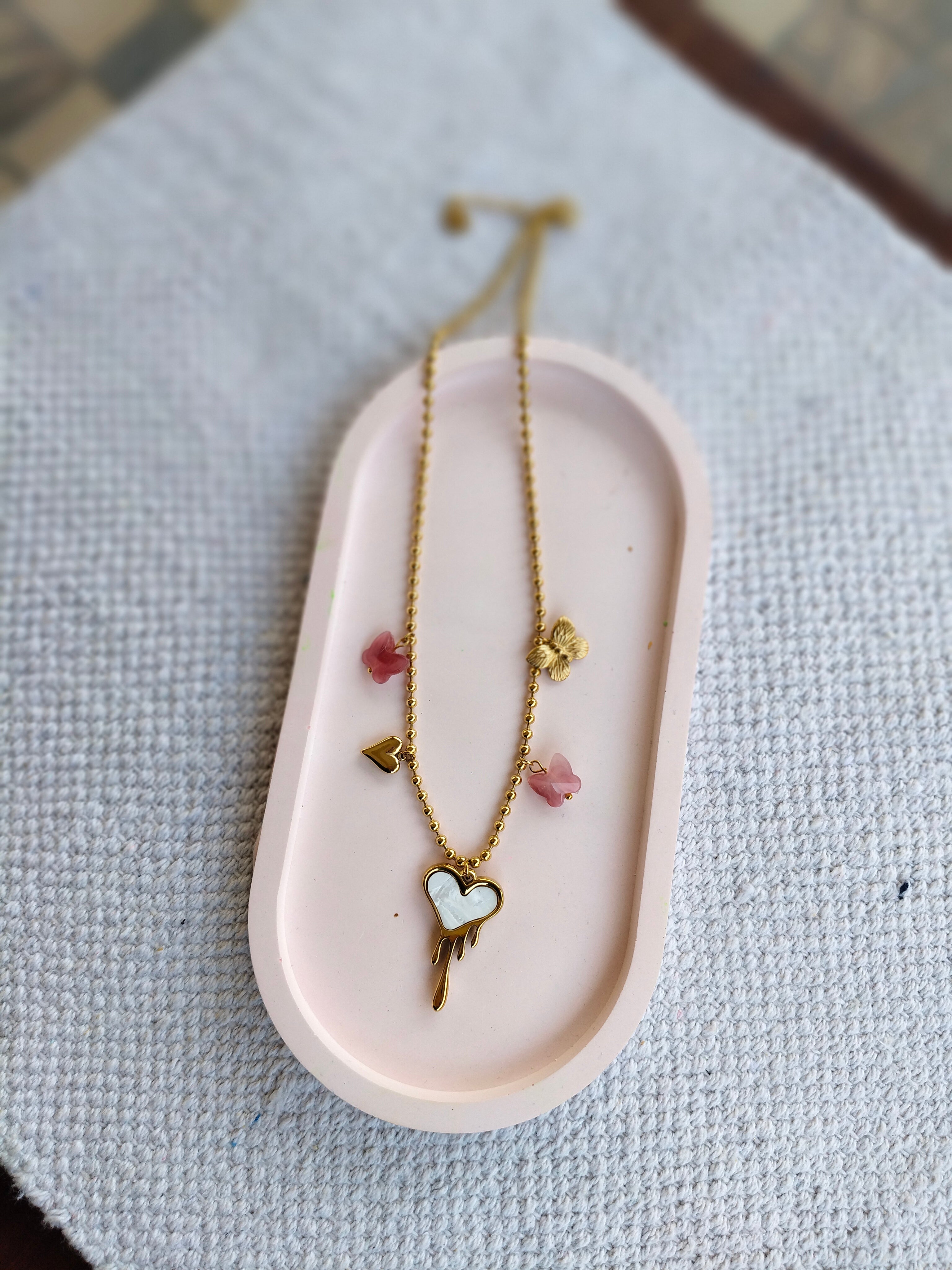 Beach Necklace – 18K Gold-Plated, Waterproof, Anti-Tarnish, Minimalist , Heart and Butterfly Charms