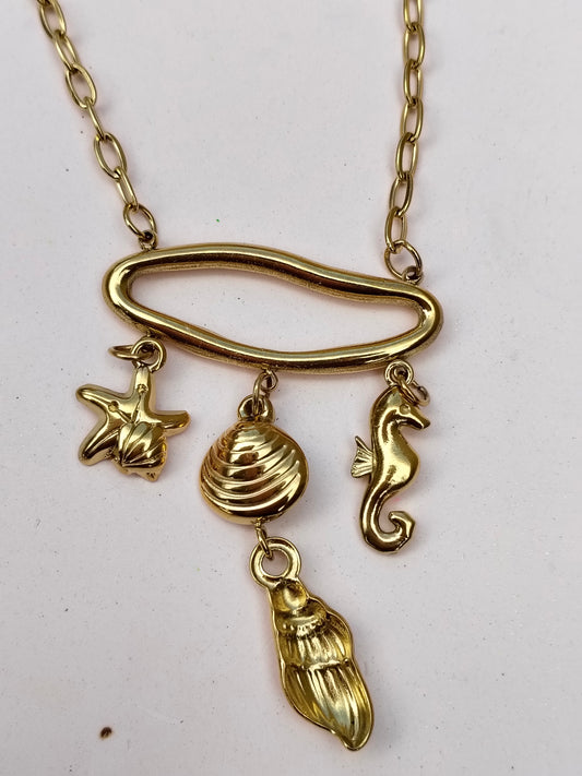 Beach Necklace – 18K Gold-Plated, Waterproof, Anti-Tarnish, Minimalist , Star Fish and Sea Horse