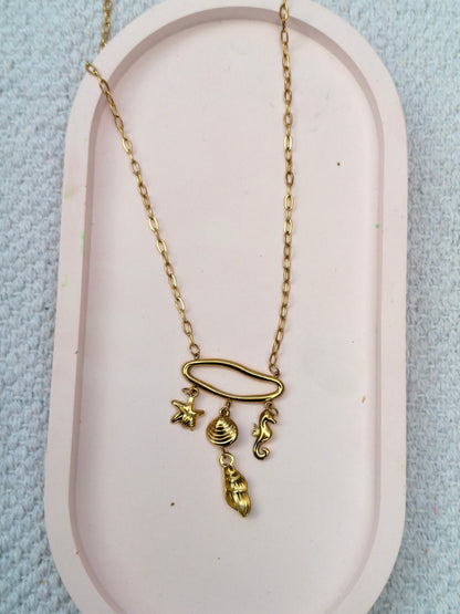Beach Necklace – 18K Gold-Plated, Waterproof, Anti-Tarnish, Minimalist , Star Fish and Sea Horse