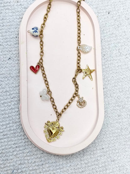 Beach Necklace – 18K Gold-Plated, Waterproof, Anti-Tarnish, Minimalist , Heart and Butterfly