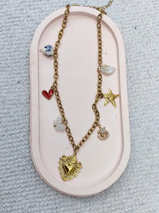 Beach Necklace – 18K Gold-Plated, Waterproof, Anti-Tarnish, Minimalist , Heart and Butterfly