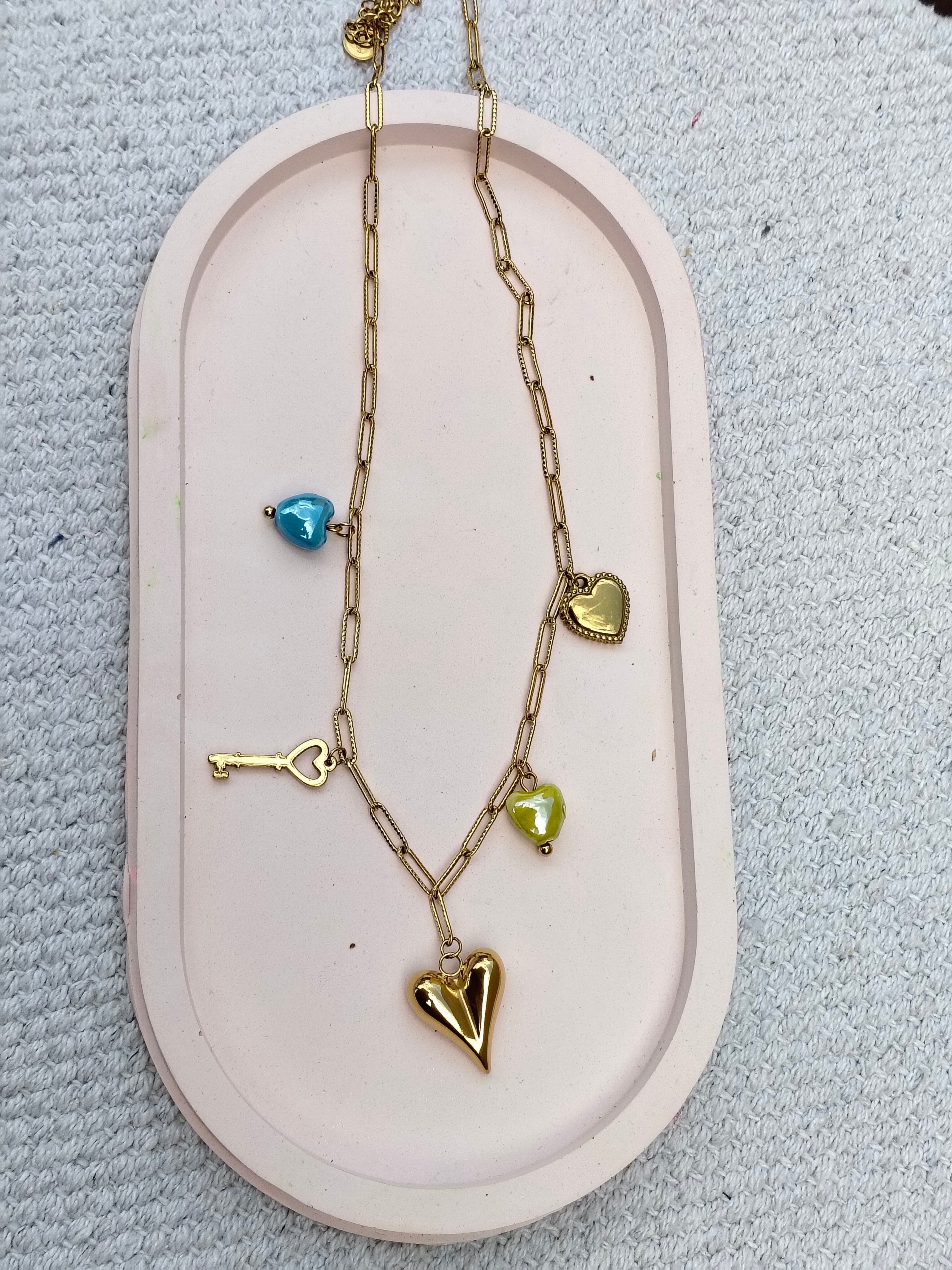Beach Necklace – 18K Gold-Plated, Waterproof, Anti-Tarnish, Minimalist , Heart and Key