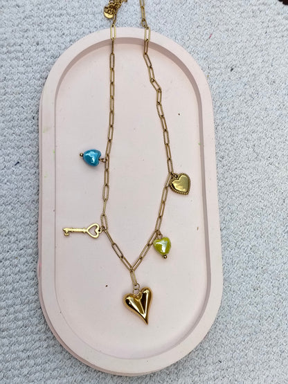 Beach Necklace – 18K Gold-Plated, Waterproof, Anti-Tarnish, Minimalist , Heart and Key