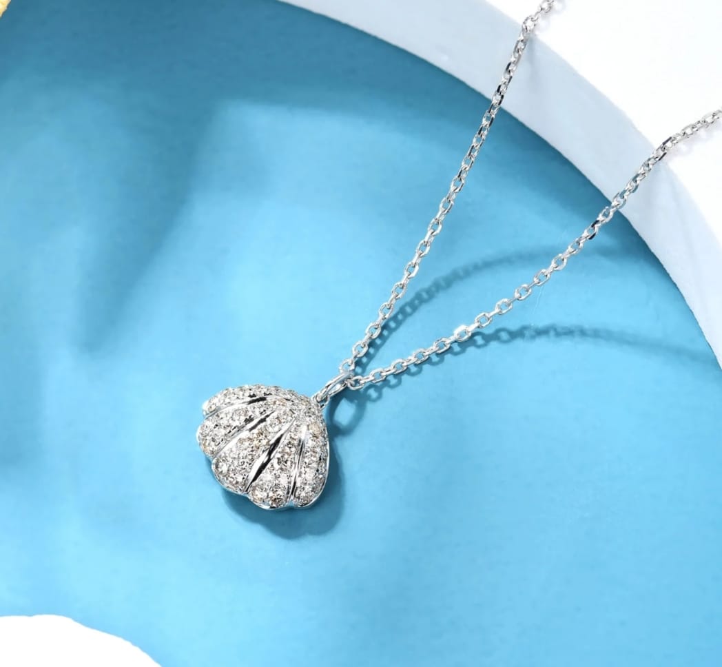 Shell Pearl AD stones Chain Gold Plated – Single Layer, Anti-Tarnish, Waterproof, Minimalist Style (SILVER)