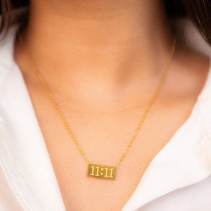 11:11 Necklace Chain Gold Plated – Single Layer, Anti-Tarnish, Waterproof, Minimalist Style (GOLD)