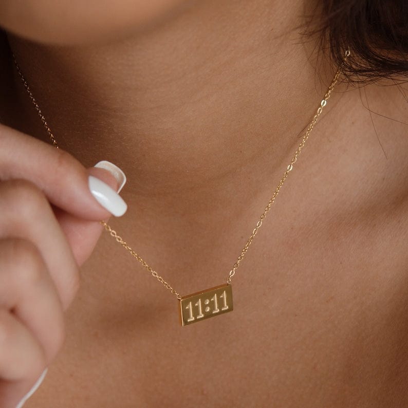 11:11 Necklace Chain Gold Plated – Single Layer, Anti-Tarnish, Waterproof, Minimalist Style (GOLD)