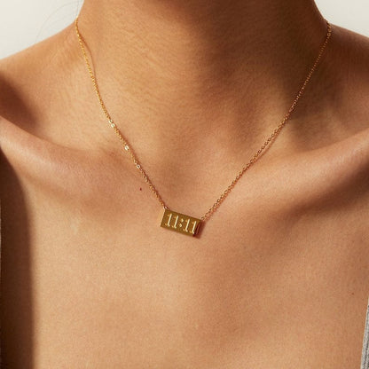 11:11 Necklace Chain Gold Plated – Single Layer, Anti-Tarnish, Waterproof, Minimalist Style (GOLD)