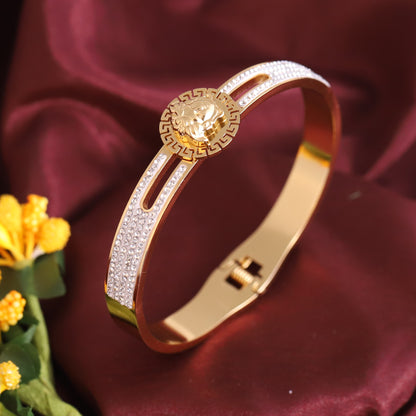 Gold-Plated Stainless Steel Cuff Bracelet – Anti-Tarnish Jewelry for Women & Girls (GOLD)