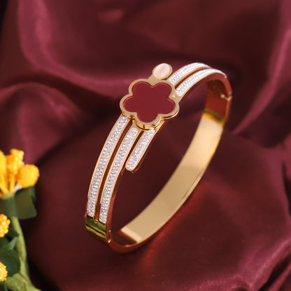 Gold-Plated Stainless Steel Lock Bracelet – Anti-Tarnish Jewelry for Women & Girls (GOLD)