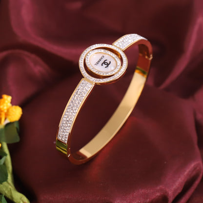 Gold-Plated Lock Stainless Steel Bracelet – Anti-Tarnish Jewelry for Women & Girls (GOLD)