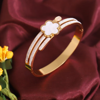 Gold-Plated Stainless Steel Lock Bracelet – Anti-Tarnish Jewelry for Women & Girls (GOLD)
