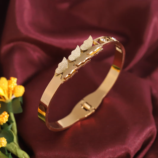Butterfly Gold-Plated Stainless Steel Cuff Bracelet – Anti-Tarnish Jewelry for Women & Girls (GOLD)