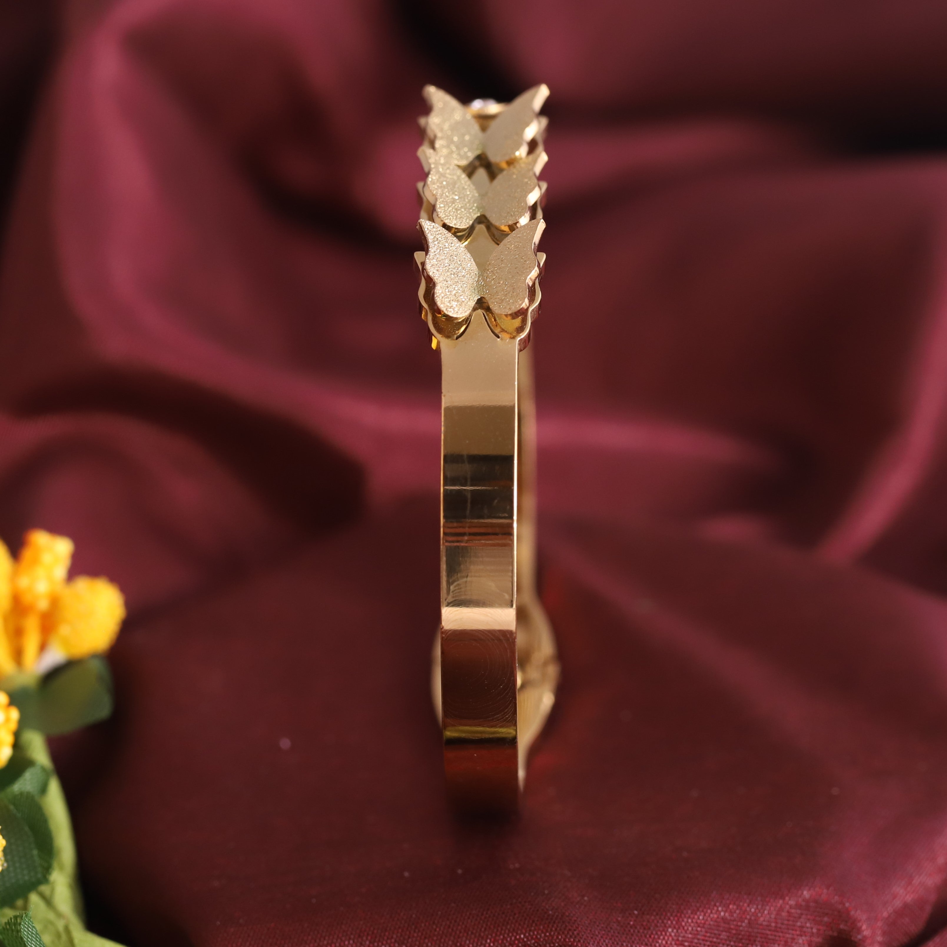 Butterfly Gold-Plated Stainless Steel Cuff Bracelet – Anti-Tarnish Jewelry for Women & Girls (GOLD)