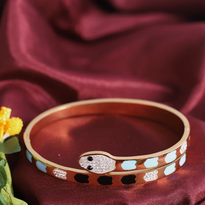 Snake Gold-Plated Stainless Steel Cuff Bracelet – Anti-Tarnish Jewelry for Women & Girls (GOLD)