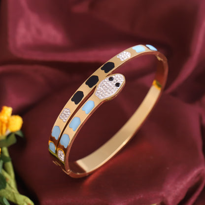 Snake Gold-Plated Stainless Steel Cuff Bracelet – Anti-Tarnish Jewelry for Women & Girls (GOLD)