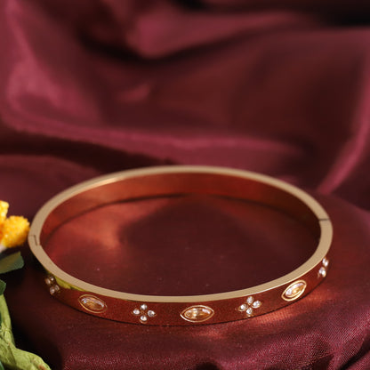 Gold-Plated Stainless Steel Lock Bracelet – Anti-Tarnish Jewelry for Women & Girls (GOLD)