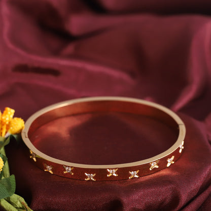 Gold-Plated Stainless Steel Lock Bracelet – Anti-Tarnish Jewelry for Women & Girls (GOLD)