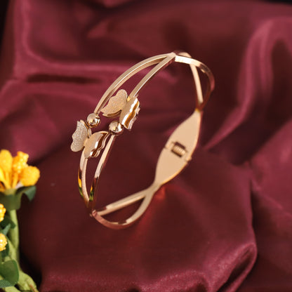 Butterfly Gold-Plated Stainless Steel Cuff Bracelet – Anti-Tarnish Jewelry for Women & Girls (GOLD)