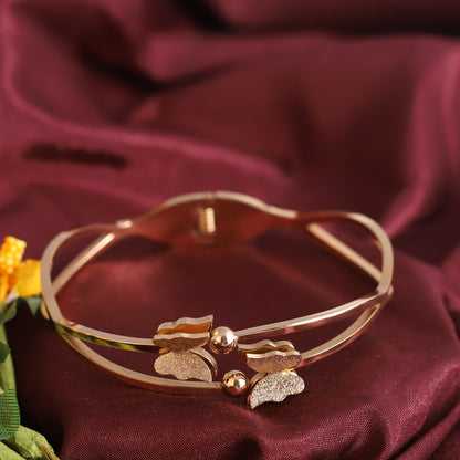 Butterfly Gold-Plated Stainless Steel Cuff Bracelet – Anti-Tarnish Jewelry for Women & Girls (GOLD)
