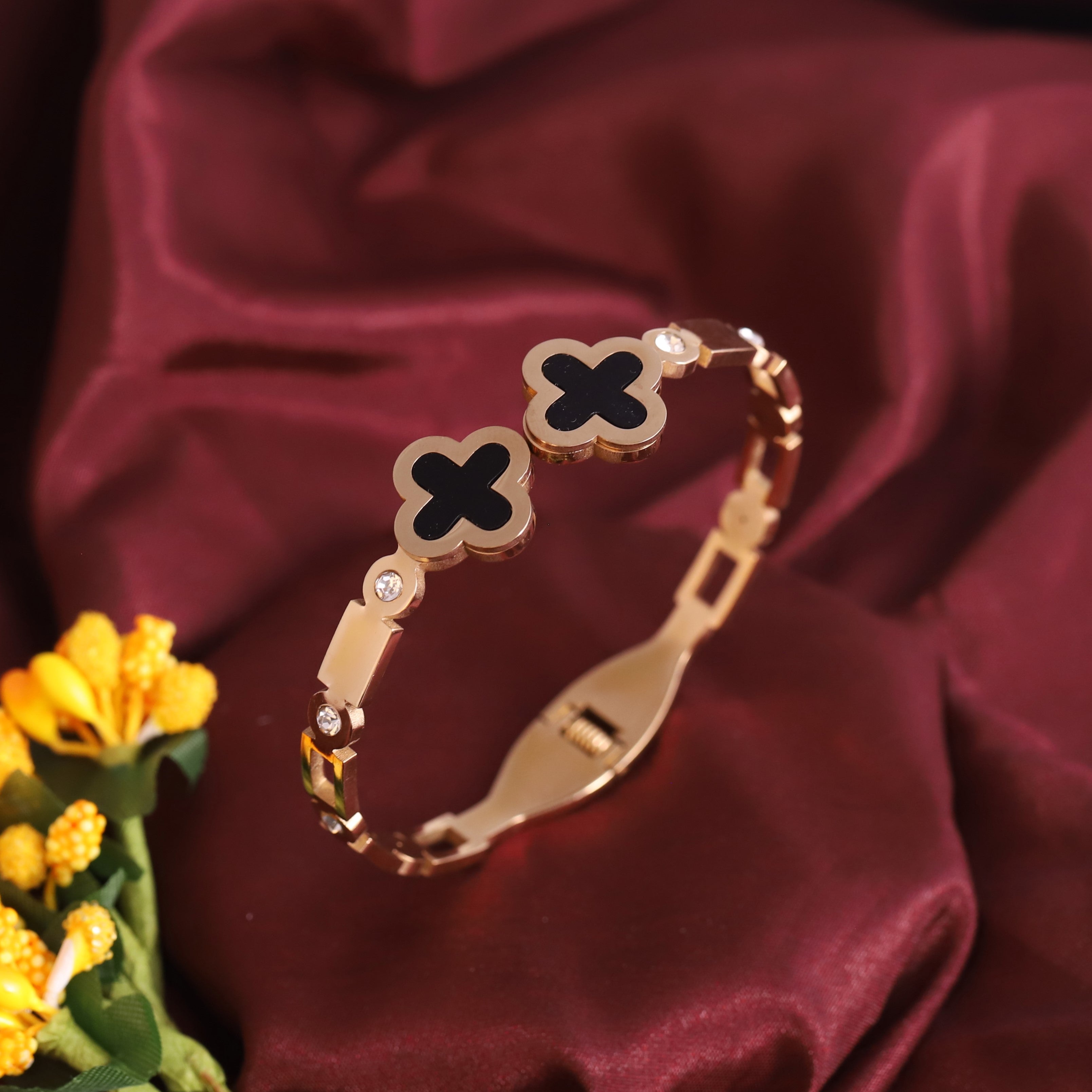 Gold-Plated Stainless Steel Cuff Bracelet – Anti-Tarnish Jewelry for Women & Girls (GOLD)