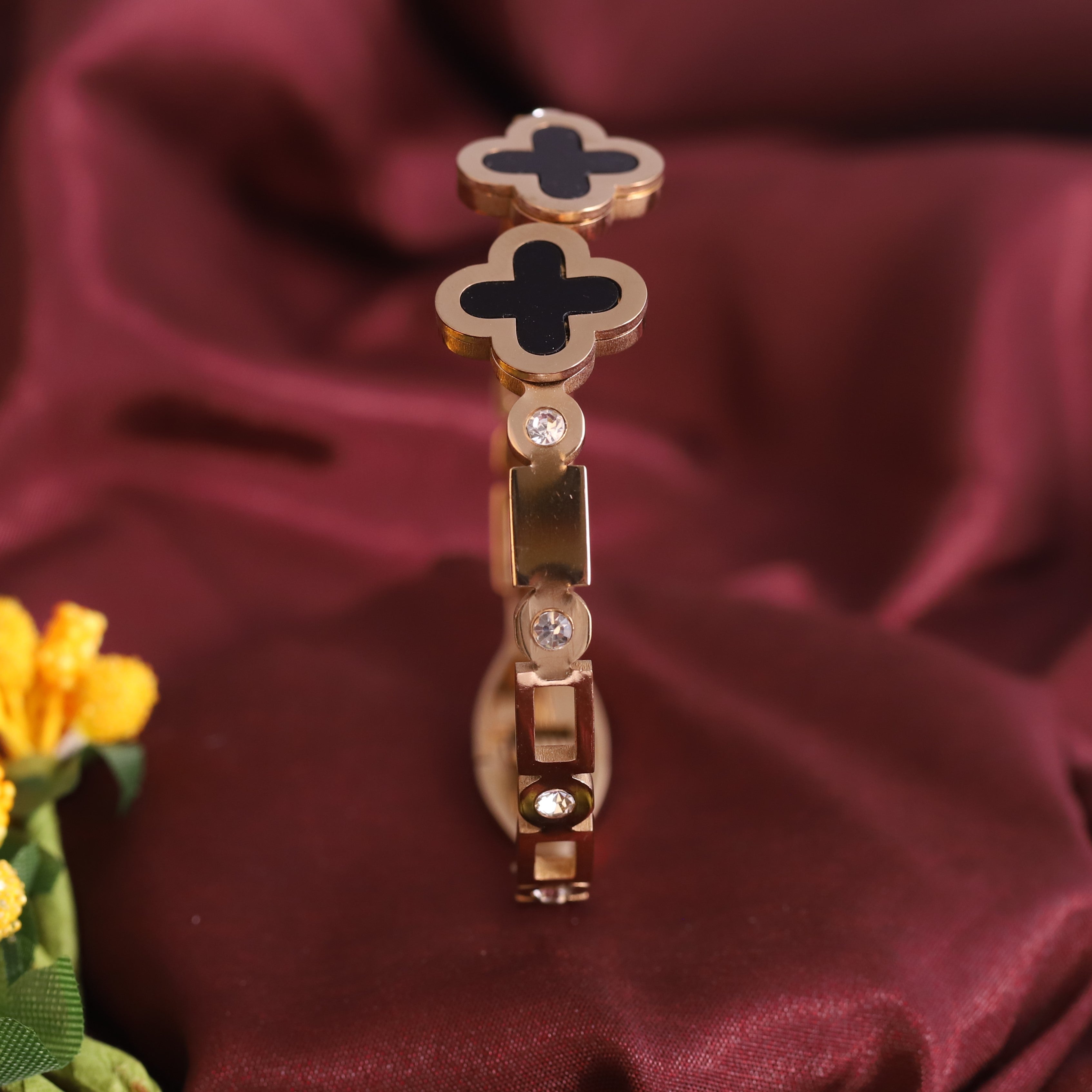 Gold-Plated Stainless Steel Cuff Bracelet – Anti-Tarnish Jewelry for Women & Girls (GOLD)