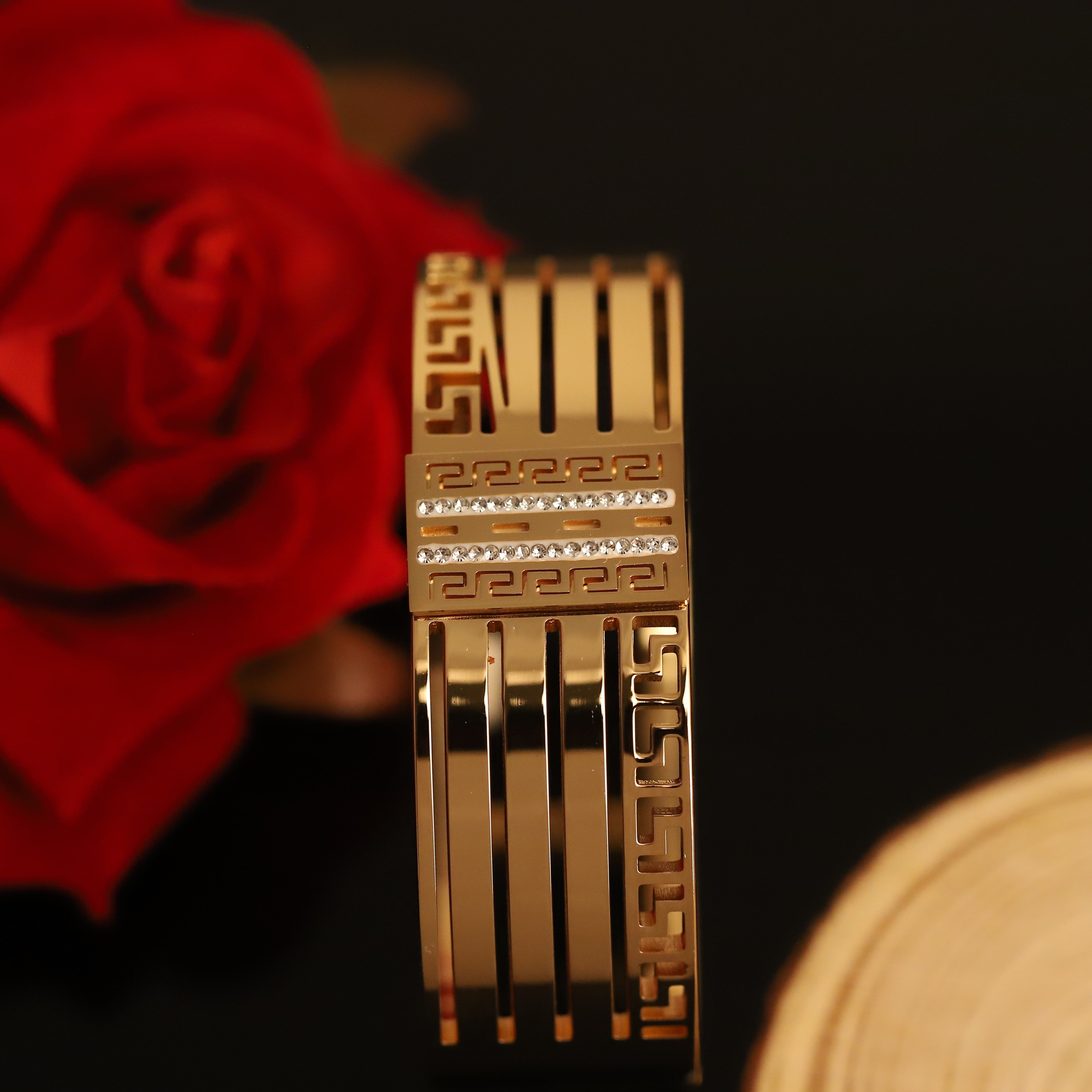 Gold-Plated Stainless Steel Lock Bracelet – Anti-Tarnish Jewelry for Women & Girls (GOLD)