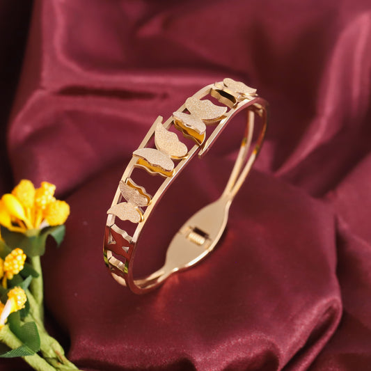 Butterfly Gold-Plated Stainless Steel Cuff Bracelet – Anti-Tarnish Jewelry for Women & Girls (GOLD)