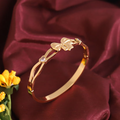 Bow Gold-Plated Stainless Steel Cuff Bracelet – Anti-Tarnish Jewelry for Women & Girls (GOLD)