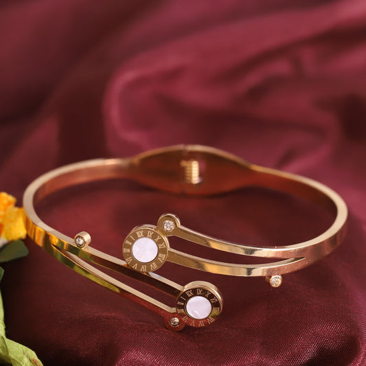 Gold-Plated Stainless Steel Cuff Bracelet – Anti-Tarnish Jewelry for Women & Girls (GOLD)