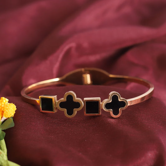 Gold-Plated Stainless Steel Cuff Bracelet – Anti-Tarnish Jewelry for Women & Girls (GOLD)