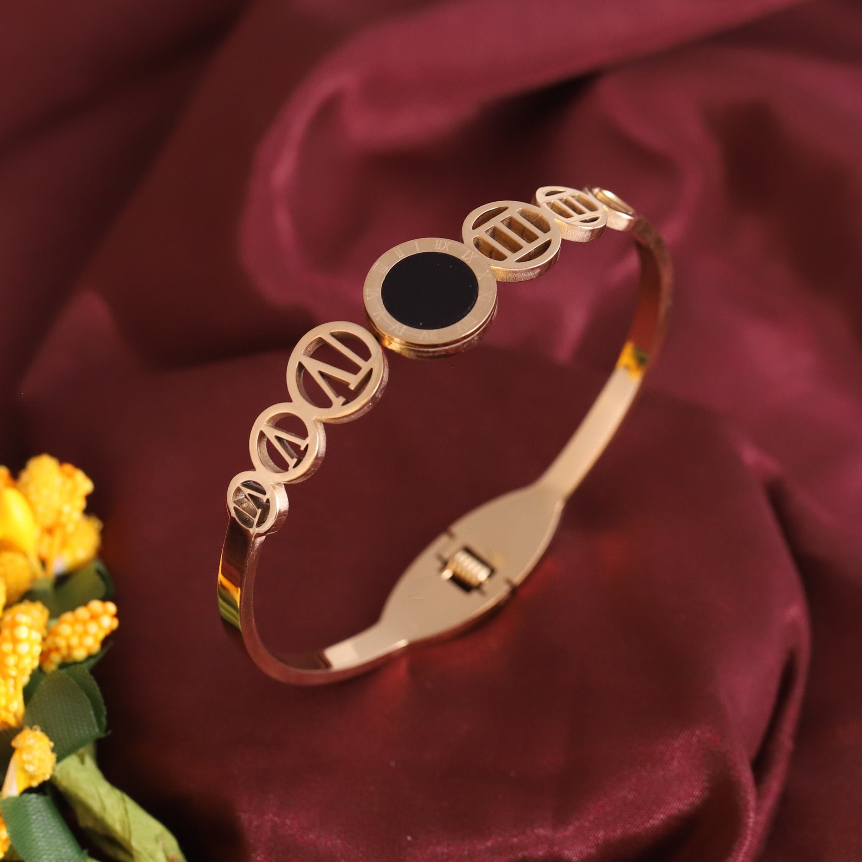 Gold-Plated Stainless Steel Cuff Bracelet – Anti-Tarnish Jewelry for Women & Girls (GOLD)
