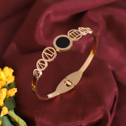 Gold-Plated Stainless Steel Cuff Bracelet – Anti-Tarnish Jewelry for Women & Girls (GOLD)