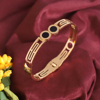 Gold-Plated Stainless Steel Cuff Bracelet – Anti-Tarnish Jewelry for Women & Girls (GOLD)