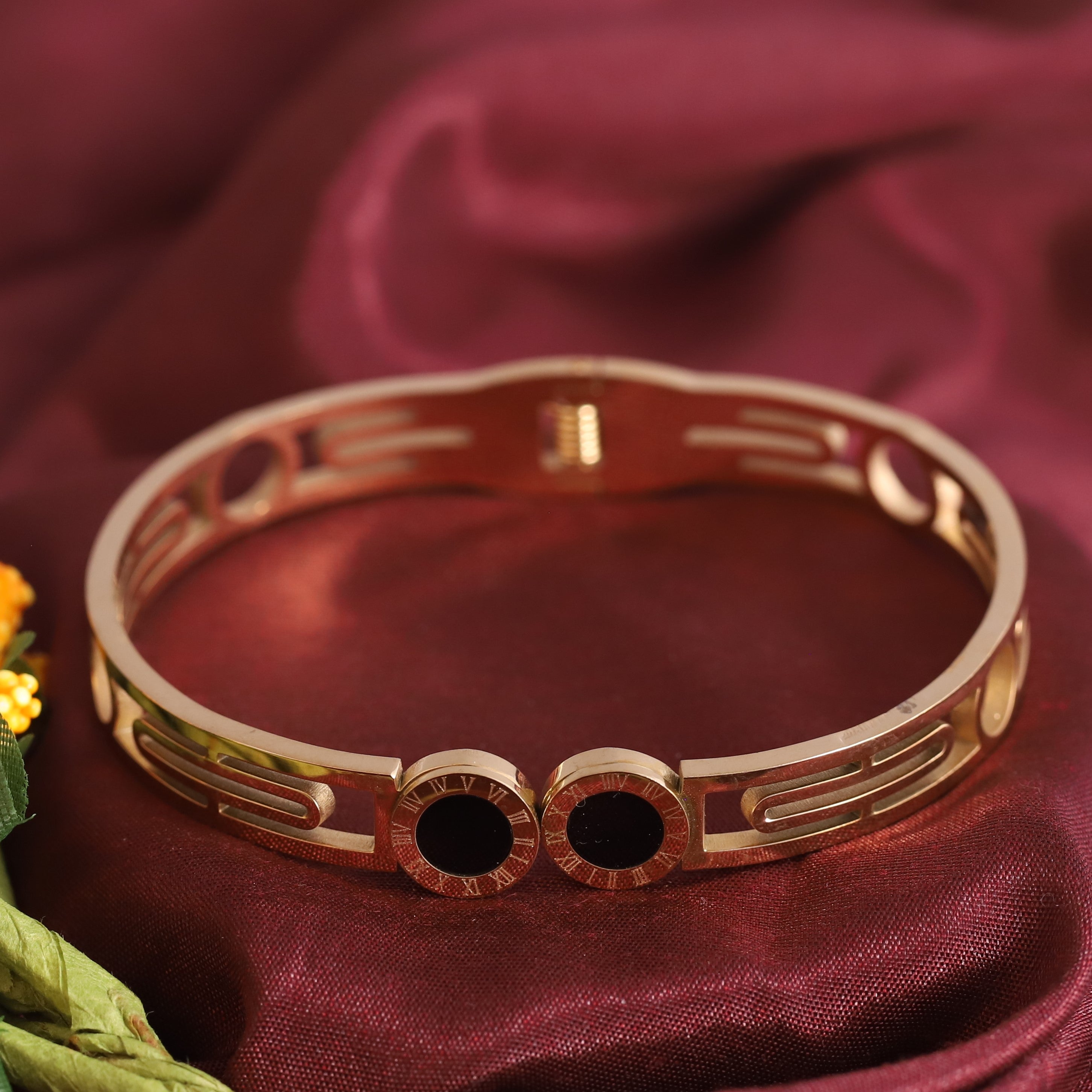 Gold-Plated Stainless Steel Cuff Bracelet – Anti-Tarnish Jewelry for Women & Girls (GOLD)