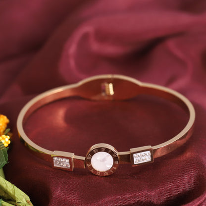 Gold-Plated Stainless Steel Cuff Bracelet – Anti-Tarnish Jewelry for Women & Girls (GOLD)