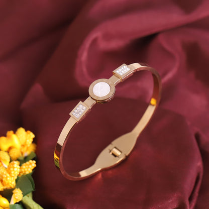 Gold-Plated Stainless Steel Cuff Bracelet – Anti-Tarnish Jewelry for Women & Girls (GOLD)