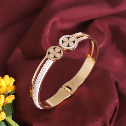 Gold-Plated Stainless Steel Cuff Bracelet – Anti-Tarnish Jewelry for Women & Girls (GOLD)