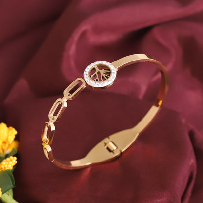 Life Tree Gold-Plated Stainless Steel Cuff Bracelet – Anti-Tarnish Jewelry for Women & Girls (GOLD)