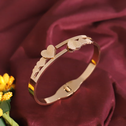 Gold-Plated Stainless Steel Cuff Bracelet – Anti-Tarnish Jewelry for Women & Girls (GOLD)