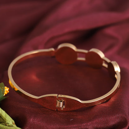 Gold-Plated Stainless Steel Cuff Bracelet – Anti-Tarnish Jewelry for Women & Girls (GOLD)