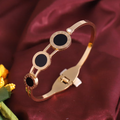 Gold-Plated Stainless Steel Cuff Bracelet – Anti-Tarnish Jewelry for Women & Girls (GOLD)