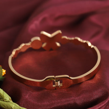 Bow Gold-Plated Stainless Steel Cuff Bracelet – Anti-Tarnish Jewelry for Women & Girls (GOLD)