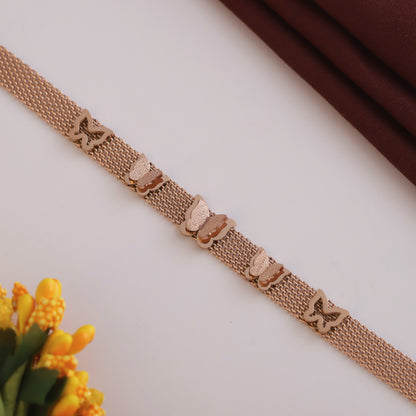 Butterfly Honey Comb Chain Bracelet Gold Plated – Single Layer, Anti-Tarnish, Waterproof (ROSE GOLD)