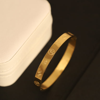 Premium Men’s Gold-Tone Bracelet with OM Engraving – Modern Minimalist Bangle for Stylish & Confident Look