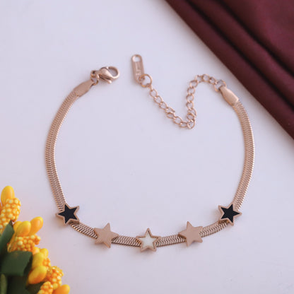 Snake Chain Bracelet Gold Plated – Single Layer, Anti-Tarnish, Waterproof(ROSE GOLD)