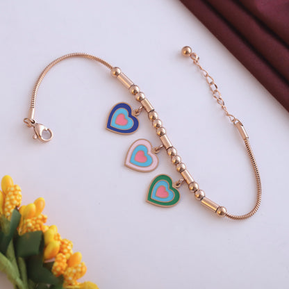 Heart Charm Chain Bracelet Gold Plated – Single Layer, Anti-Tarnish, Waterproof, Minimalist Style (ROSE GOLD)