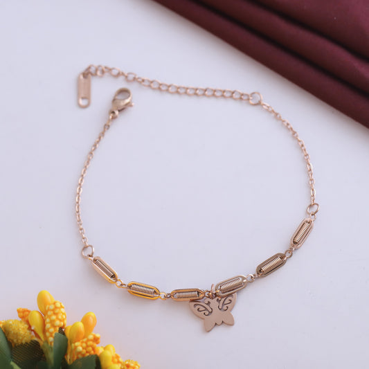 Butterfly Chain Bracelet Gold Plated – Single Layer, Anti-Tarnish, Waterproof(ROSE GOLD)